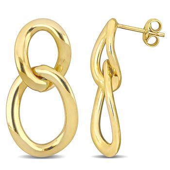 商品Open Oval Double Link Earrings In 10K Yellow Gold图片
