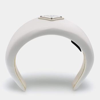 prada帽子, [二手商品] Prada | Prada White Enamel Logo Detail Re-Nylon Headband商品图片 满1件减$100, 满减