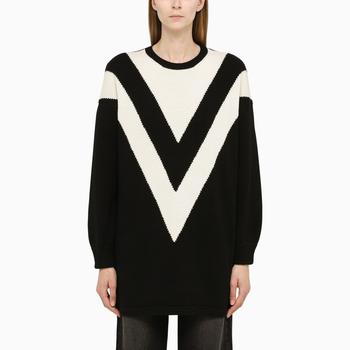 推荐Black and ivory-coloured sweater with Vlogo embroidery商品
