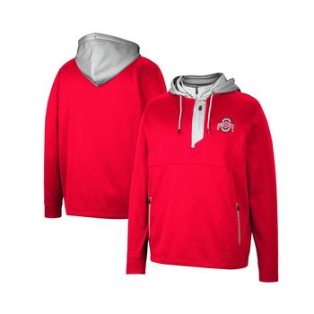 Colosseum | Men's Scarlet Ohio State Buckeyes Luge 3.0 Quarter-Zip Hoodie商品图片,