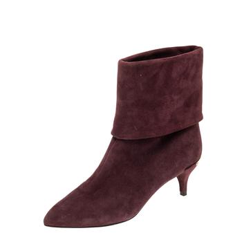 lv长筒靴, [二手商品] Louis Vuitton | Louis Vuitton Burgundy Suede Fold Over Ankle Boots Size 36商品图片 4.5折, 满1件减$100, 满减