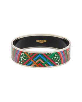 美国爱马仕手镯, [二手商品] Hermes | Hermes Palladium Plated Du Vent L Folk Painted Enamel Bangle (Authentic商品图片 