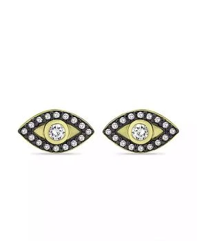 Giani Bernini | Cubic Zirconia with Black Rhodium Evil Eye Stud Earrings, 18K Gold over Silver,商家Macy's,价格¥156