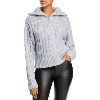 AQUA | Aqua Womens Cable Knit 1/2 Zip Pullover Sweater商品图片,2.6折, 独家减免邮费