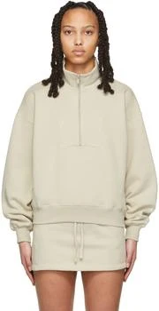 Essentials | Beige 1/2 Zip Pullover Sweatshirt 6.3折