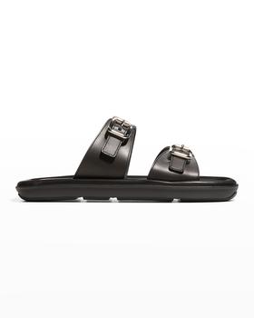 推荐Natural 20mm Double Buckle Slide Sandal With Metallic Soles商品