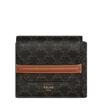 推荐【预售3-7天】CELINE/赛琳 2021春夏新款 男士黄褐色老花帆布小羊皮折叠钱包10D902BZ9.04LU商品