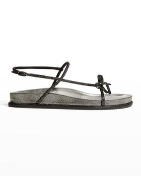 Rene Caovilla | Asymmetrical T-Strap Strass Bow Sandals商品图片,6.6折