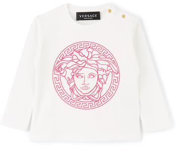 Versace | Baby White & Pink Medusa Long Sleeve T-Shirt商品图片,8.1折