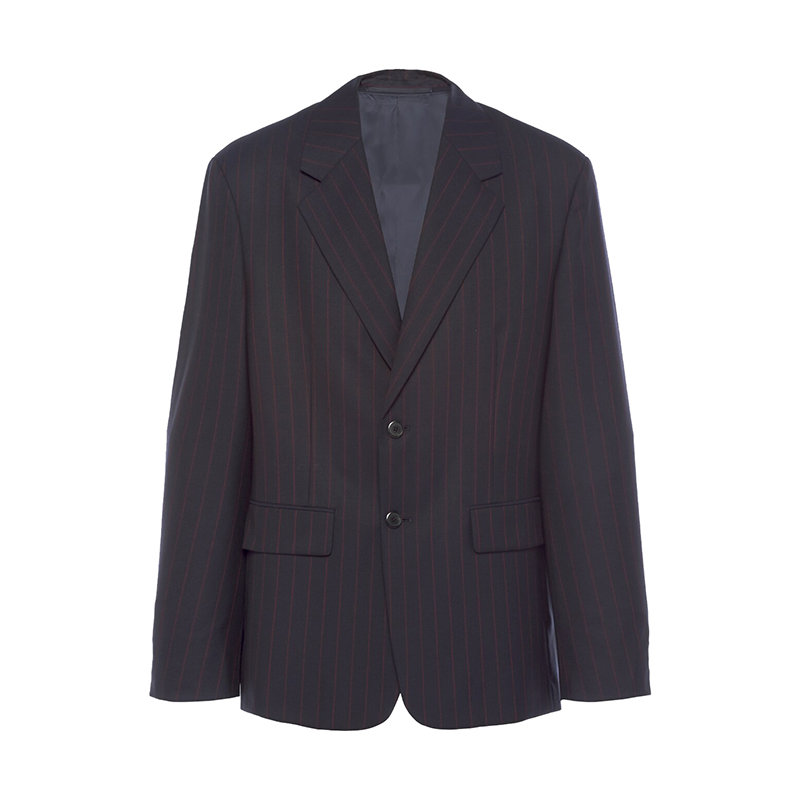 Prada | 【预售3-7天】PRADA/普拉达 22年早春 男士蓝色单排扣细条纹羊毛西装外套UGM169_10D9_F0008_S_221商品图片,8折, 包邮包税