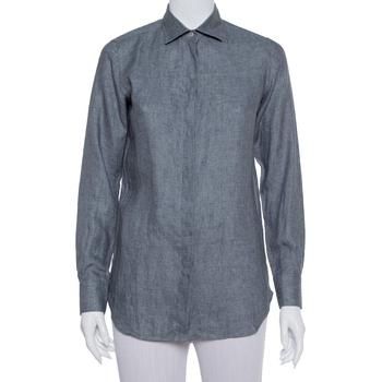 [二手商品] Loro Piana | Loro Piana Grey Linen Button Front Shirt S商品图片,3.6折