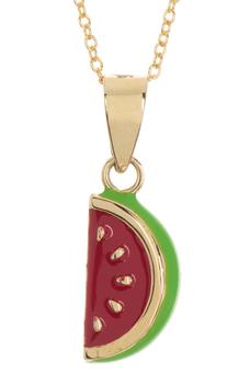 商品Bony Levy | 14K Yellow Gold Enamel Watermelon Pendant Necklace,商家Nordstrom Rack,价格¥737图片