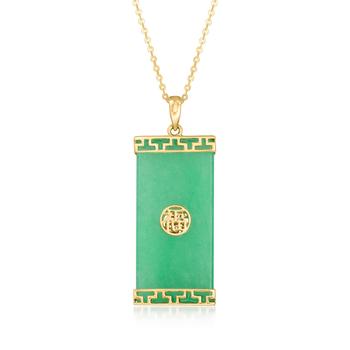 商品Canaria Jade "Good Fortune" Pendant Necklace in 10kt Yellow Gold图片