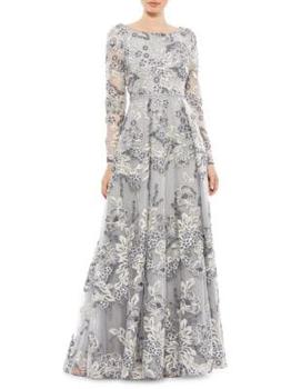 商品Mac Duggal | Floral Embroidered A Line Gown,商家Saks OFF 5TH,价格¥2429图片