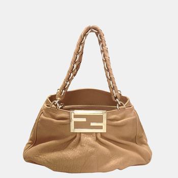 芬迪女包腰包, [二手商品] Fendi | Fendi Brown Mia Leather Shoulder Bag商品图片 4.9折