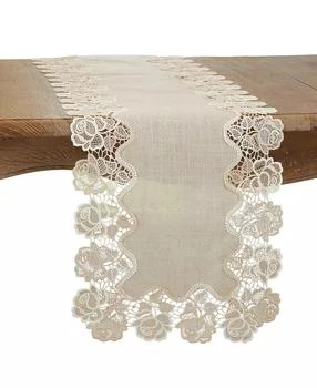 Saro Lifestyle | Lace Table Runner with Rose Border Design, 72" x 16",商家Macy's,价格¥129