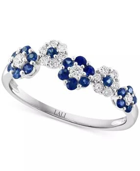 LALI Jewels | Sapphire (3/8 ct. t.w.) & Diamond (1/5 ct. t.w.) Flower Ring in 14k White Gold,商家Macy's,价格¥5861