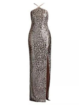 Sho by Tadashi Shoji | Sequined Crisscross Halter Gown,商家Saks Fifth Avenue,价格¥2086