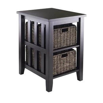 QuikFurn | Espresso 3 Tier Bookcase Shelf Accent Table with 2 Small Storage Baskets,商家Premium Outlets,价格¥1712