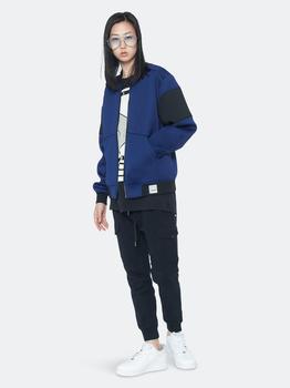 product Konus Men's Bomber Jacket in Scuba Fabric With Color Blocking on Sleeves in Blue image