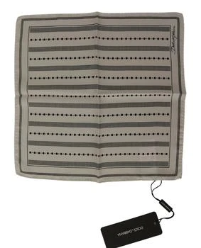 Dolce & Gabbana | Dolce & Gabbana White Dotted Stripes Square Handkerchief Scarf,商家SEYMAYKA,价格¥521