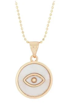 ADORNIA | 14K Gold Plated Sterling Silver Mother-of-Pearl Evil Eye Disc Pendant Necklace 1.9折, 独家减免邮费
