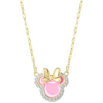 Disney | Cubic Zirconia & Pink Enamel Minnie Mouse 18" Pendant Necklace in 18k Gold-Plated Sterling Silver,商家Macy's,价格¥323