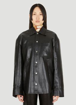推荐Kiora Faux Leather Overshirt in Black商品