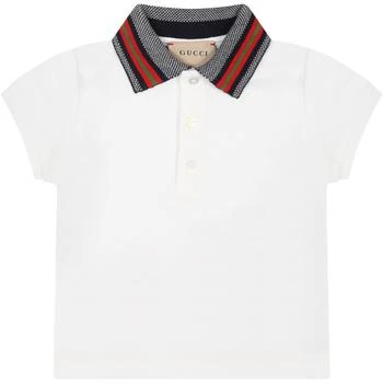 Gucci | White Polo Shirt For Baby Boy With Double G,商家Italist,价格¥1402
