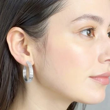 FASHNZFAB | 14K Gold Dipped CZ Stone Accent Hoop Earrings - Silver,商家Premium Outlets,价格¥195