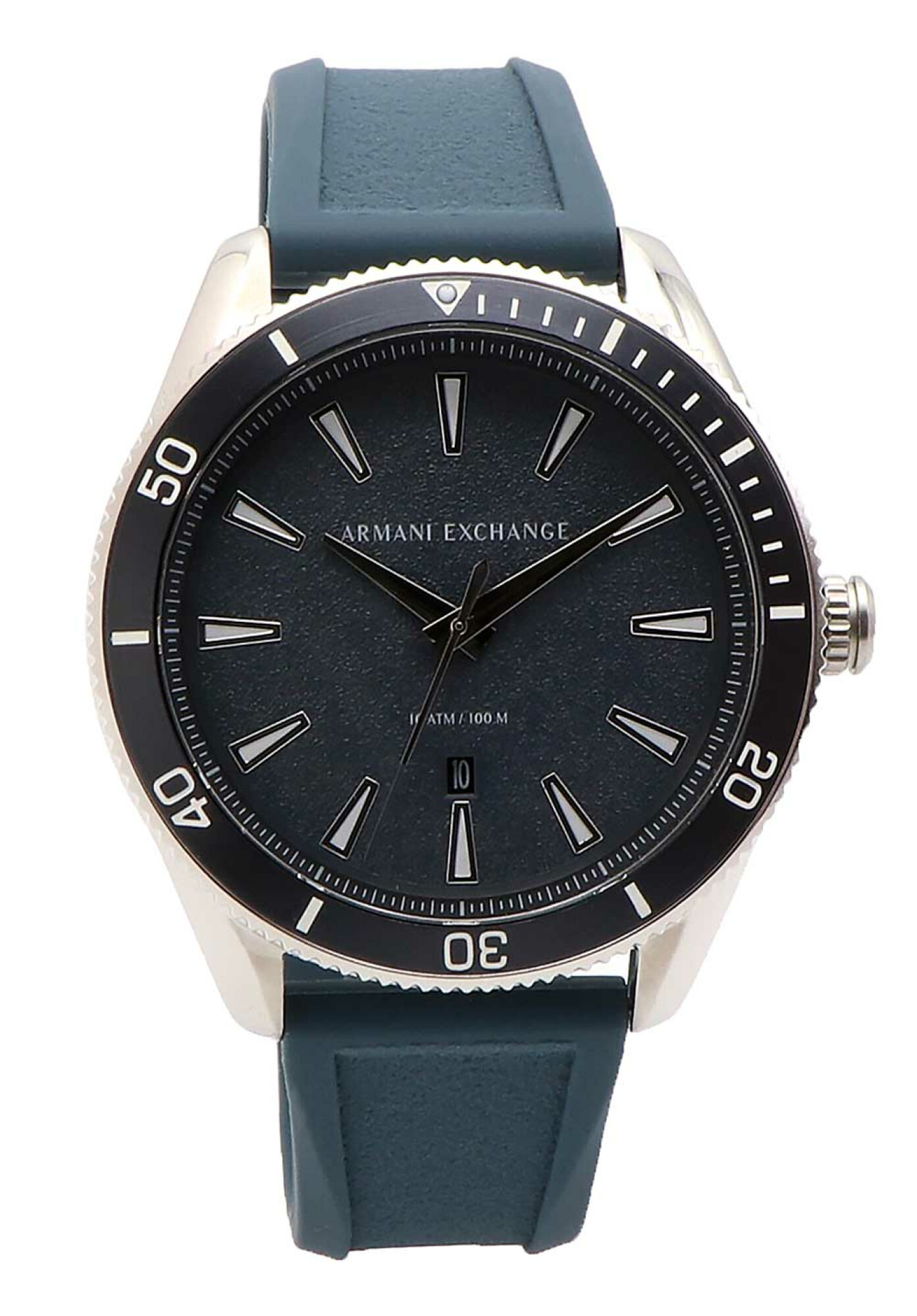 推荐Armani Exchange男士3指针日期不锈钢AX1835银色硅胶日本石英时尚手表商品