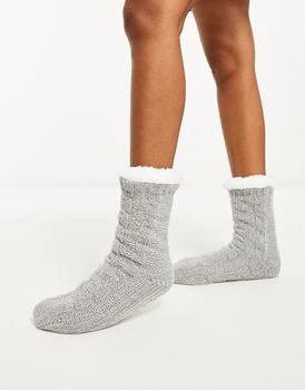 推荐Loungeable cosy chenille slipper sock in grey商品