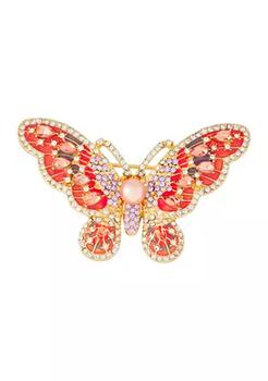 商品Gold Tone Coral Pearl Butterfly Pin - Boxed图片