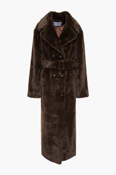商品Faustine belted double-breasted faux fur coat,商家THE OUTNET US,价格¥717图片