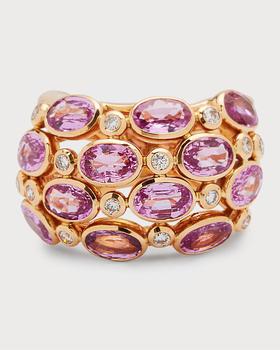 商品Alexander Laut | 18K Rose Gold 4-Row Pink Sapphire and Diamond Ring, Size 6.5,商家Neiman Marcus,价格¥62961图片