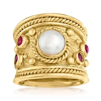 Ross-Simons | 7.5-8mm Cultured Pearl and . Pink Quartz Ring in 18kt Gold Over Sterling,商家Premium Outlets,价格¥787