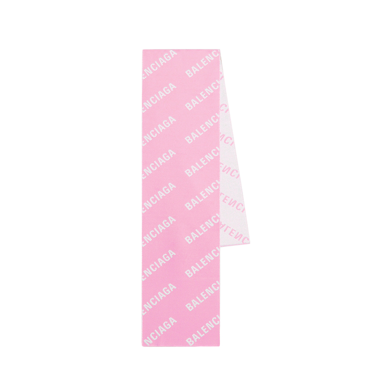 推荐Balenciaga/巴黎世家 新款 MACRO系列 男女同款粉色和白色ALLOVER徽标拉绒羊毛围巾商品