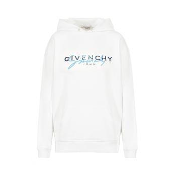 纪梵希卫衣代购, Givenchy | Givenchy 纪梵希 女士白色LOGO印花连帽衫 BWJ01C3Z3Q-100商品图片 满$100享9.5折, 满折