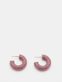 amina muaddi是什么牌子, Amina Muaddi | Cameron mini crystal-pavé hoop earrings商品图片 