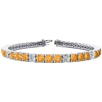 SSELECTS | 9 1/5 Carat Citrine And Diamond Alternating Tennis Bracelet In 14 Karat White Gold, 7 Inches,商家Premium Outlets,价格¥24753