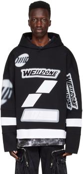 we11done卫衣推荐, We11done | Black Football Hoodie商品图片 3折