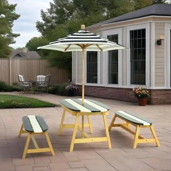 Streamdale Furniture | Streamdale Naturally Playful Kids Picnic Table with Umbrella, Indoor/Outdoor Toys-Dark Blue,商家Premium Outlets,价格¥2246