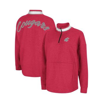 推荐Women's Crimson Washington State Cougars Alice 2-Hit Fleece Quarter-Zip Jacket商品