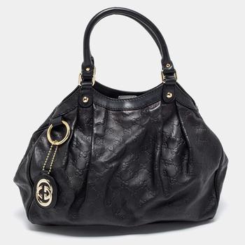 古驰托特包, [二手商品] Gucci | Gucci Black Guccissima Leather Large Sukey Tote商品图片 3.2折