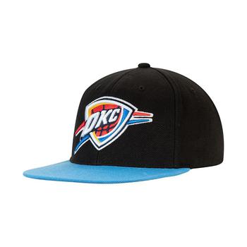Mitchell and Ness | Men's Black and Blue Oklahoma City Thunder Logo Adjustable Central Snapback Hat商品图片,