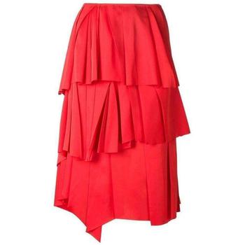 推荐Cedric Charlier Runway Red Draped Ruffled Skirt商品