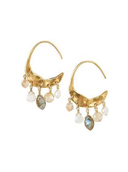 Chan Luu, Chan Luu | 18K-Gold-Plated & Multi-Gemstone Petite Crescent Hoop Earrings商品图片 