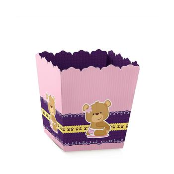 商品Girl Baby Teddy Bear - Party Mini Favor Boxes - Baby Shower or Birthday Party Treat Candy Boxes - Set of 12图片