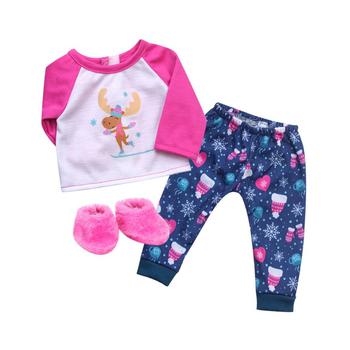 商品- 15" Doll - Moose Print Winter Pajama Slippers Set, 3 Piece图片