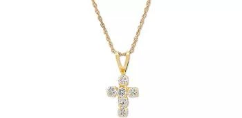 Macy's | Cubic Zirconia Cross 18" Pendant Necklace in 14k Gold,商家Macy's,价格¥795